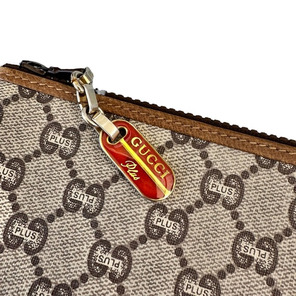 Authentic GUCCI Plus GG Monogram Tan Canvas & Leather Toiletry Clutch Bag Pouch - Picture 8 of 14